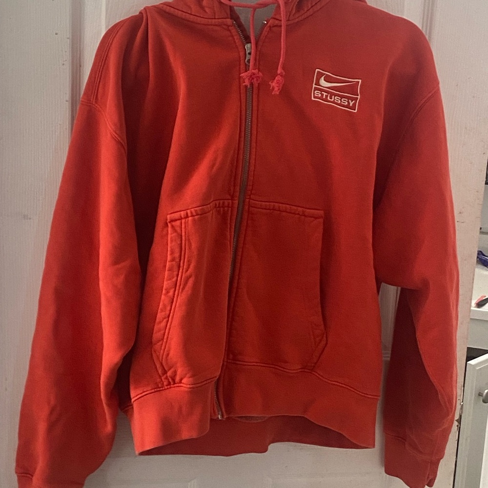 Stussy Nike Orange Women’s Hooded Sweatshirt Sz Sm. Warm cozy Y2K